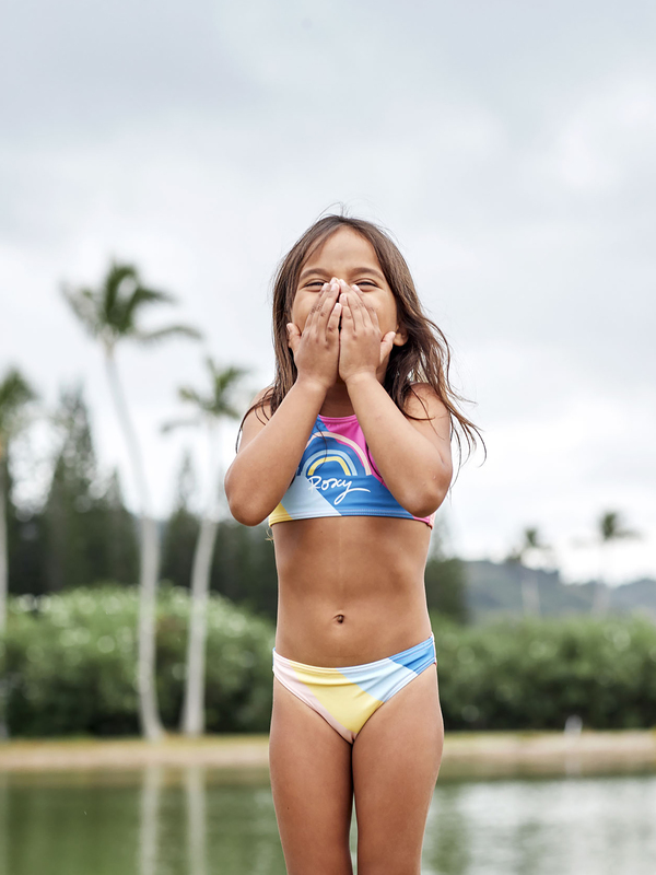 Girl's 2-7 Touch Of Rainbow Crop Top Bikini Set