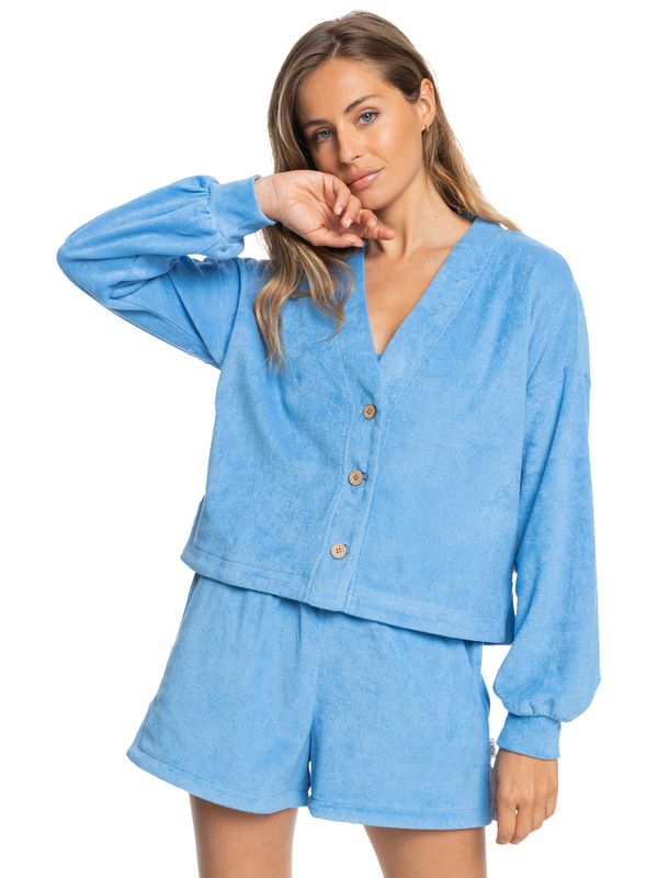Threes Company Organic Button-Front Cardigan Sweater