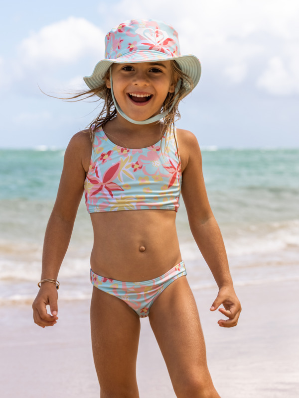 Girl's 2-7 Holiday Flower Crop Top Bikini Set