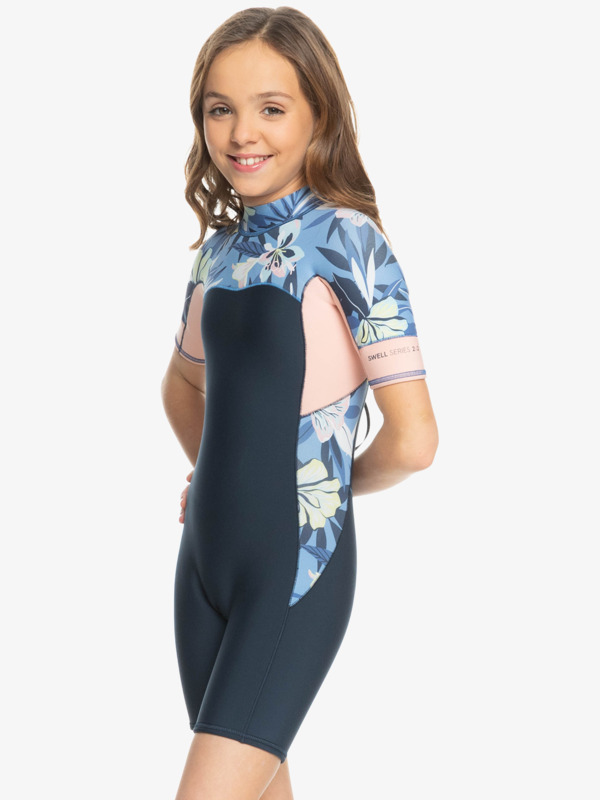 Girl's 8-16 2mm Swell Series Short Sleeve Back Zip Springsuit - Click Image to Close