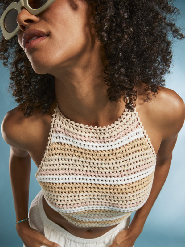 Daydreamer Cropped Knit Halter Top - Click Image to Close